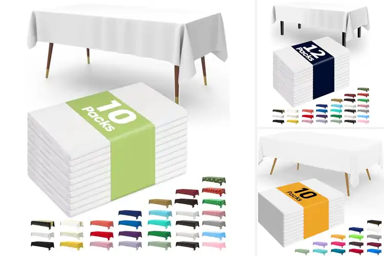 Detailed view of Best 10 Pack Disposable Tablecloths For Events