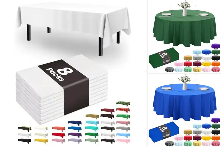 Detailed view of Best 8 Pack Plastic Tablecloths: Stress-Free Style