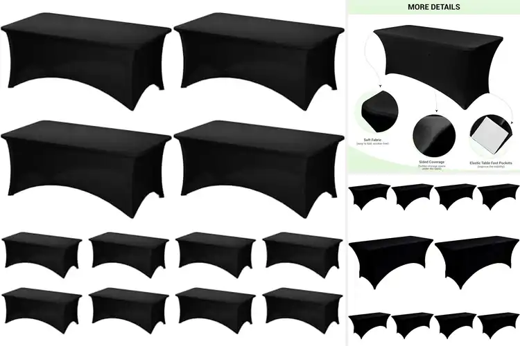 Detailed view of 10 Best Black Spandex Table Covers for Weddings to Impress
