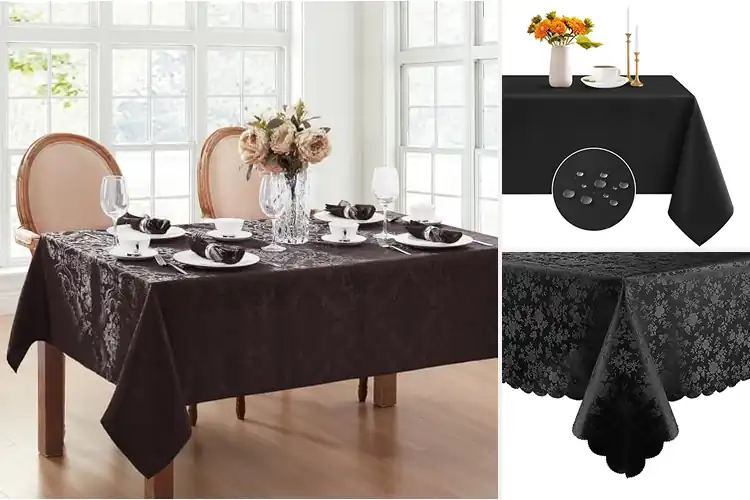 Detailed view of 10 Best Black Tablecloths for Elegant Dining Waterproof
