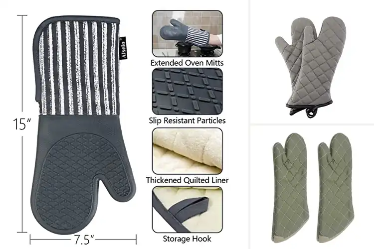 Detailed view of Best Extra Protection Oven Mitts With Cotton Cuff