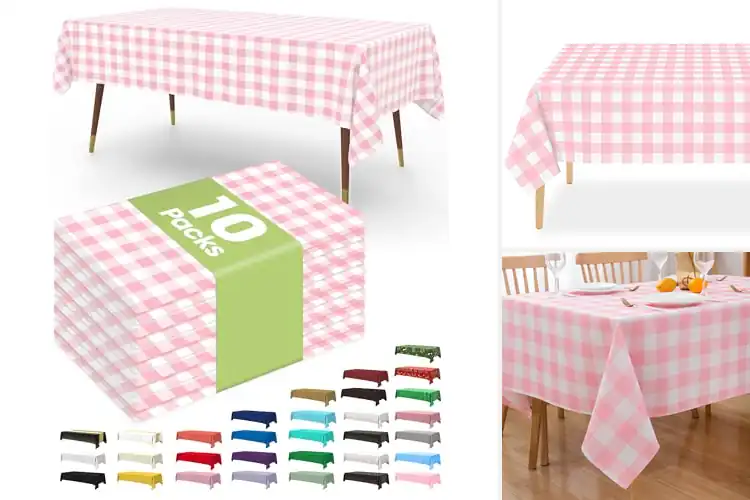 Detailed view of 10 Best Pink Gingham Tablecloths Reviewed