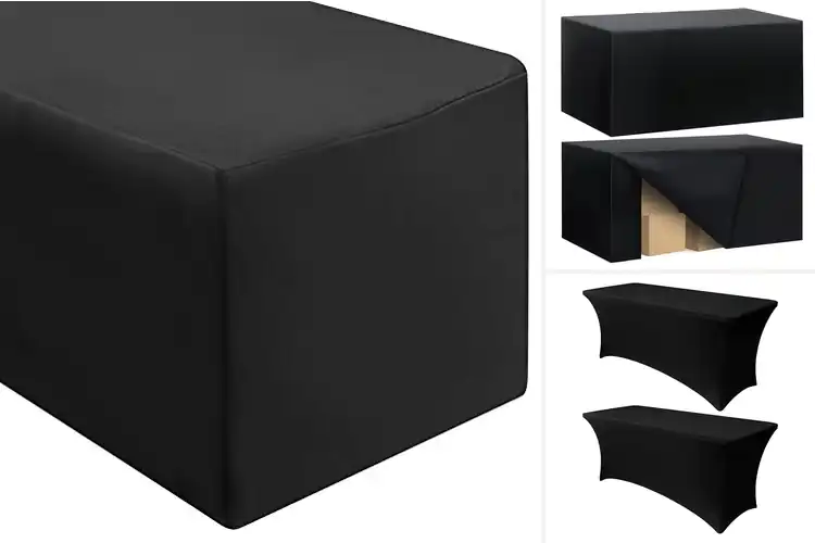 Detailed view of Best Premium Black Table Cover 6 Ft