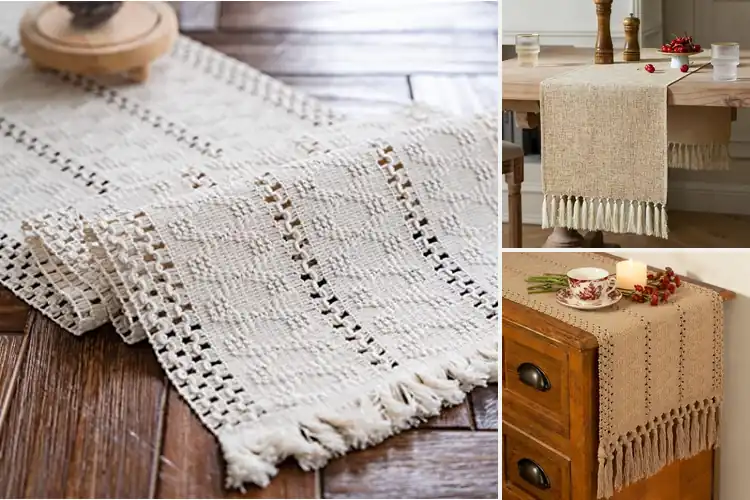 Detailed view of Best Rustic Boho Farmhouse Table Runner