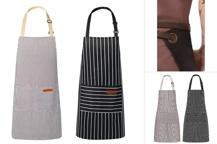 Detailed view of Best Sleek Black And Brown Aprons For Home Chefs