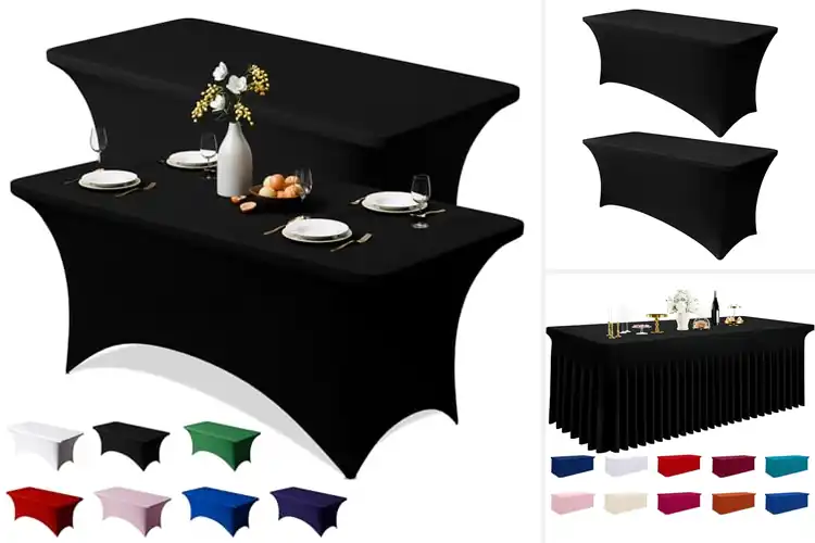 Detailed view of Best Sleek Black Table Stretch Covers