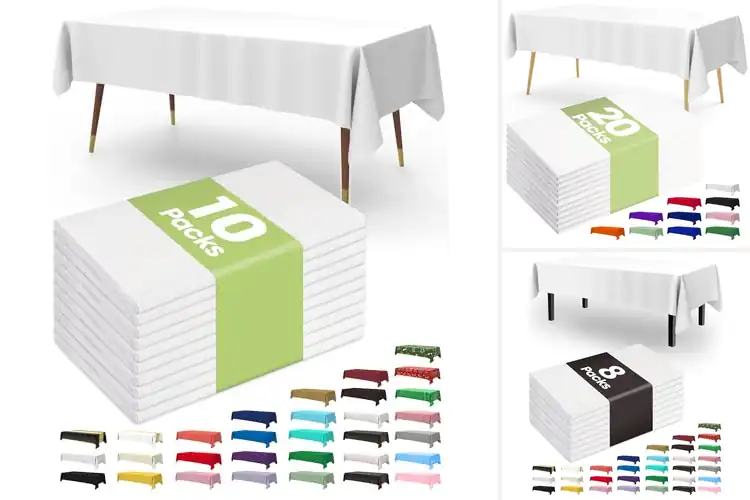 Detailed view of 10 Best Wedding Party Tablecloths White 54×108 for Easy Elegance