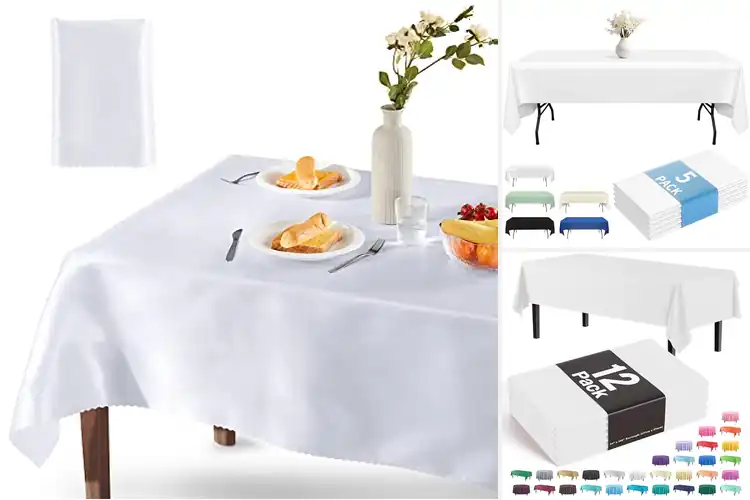 Detailed view of Best Wedding Reception Tablecloths White 54×108
